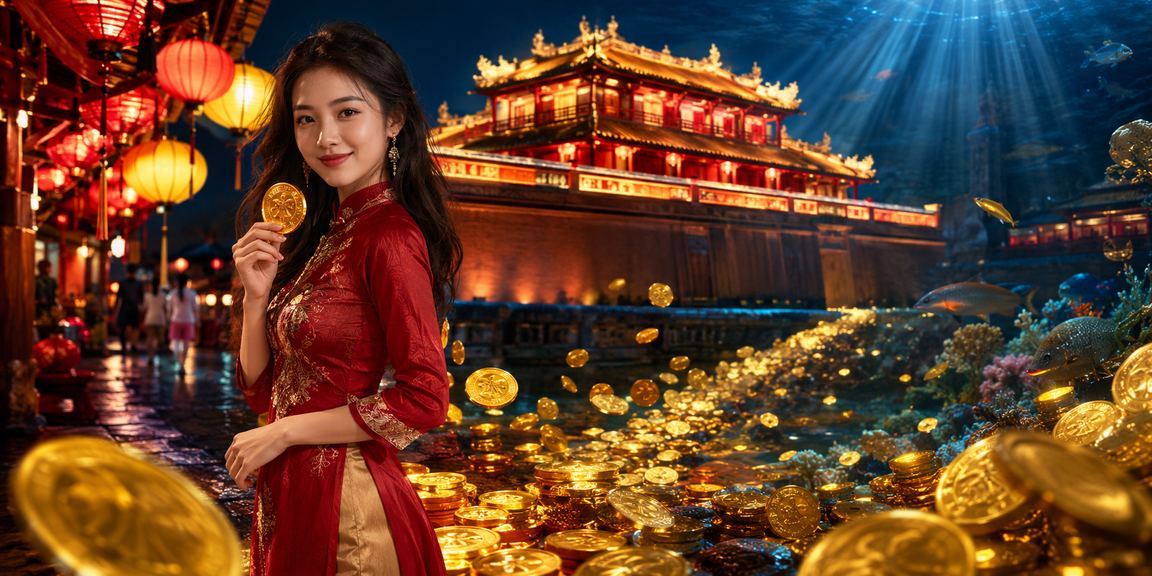 Không khí chơi casino về đêm tại chợ đêm Huế với đèn neon sôi động